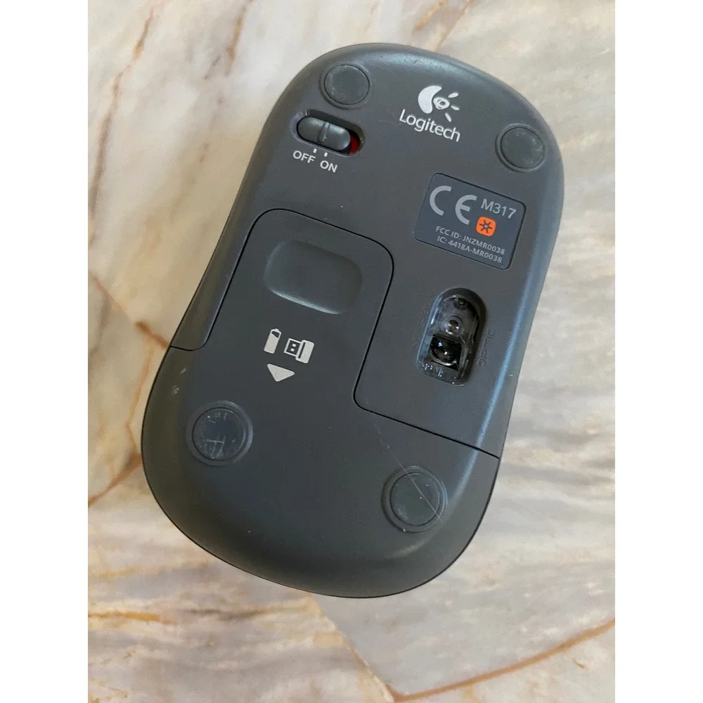 Logitech M317 Wireless Optical Mouse Silver Black Compact Laptop Peripheral